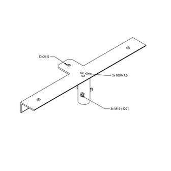 Houder t.b.v. montage 2 0f 3 stuks LED schijnwerper, t.b.v. een topmaat 60mm lichtmast