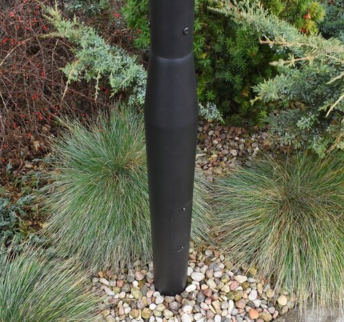 Budget lantaarnpaal-lichtmast met voetplaat zwart, lengte 4,0m, topmaat 60mm